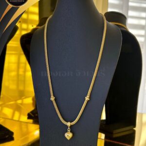 สร้อยคอสี่เสาแต่งข้างพิกุลจี้ระย้าหัวใจ 1 บาท