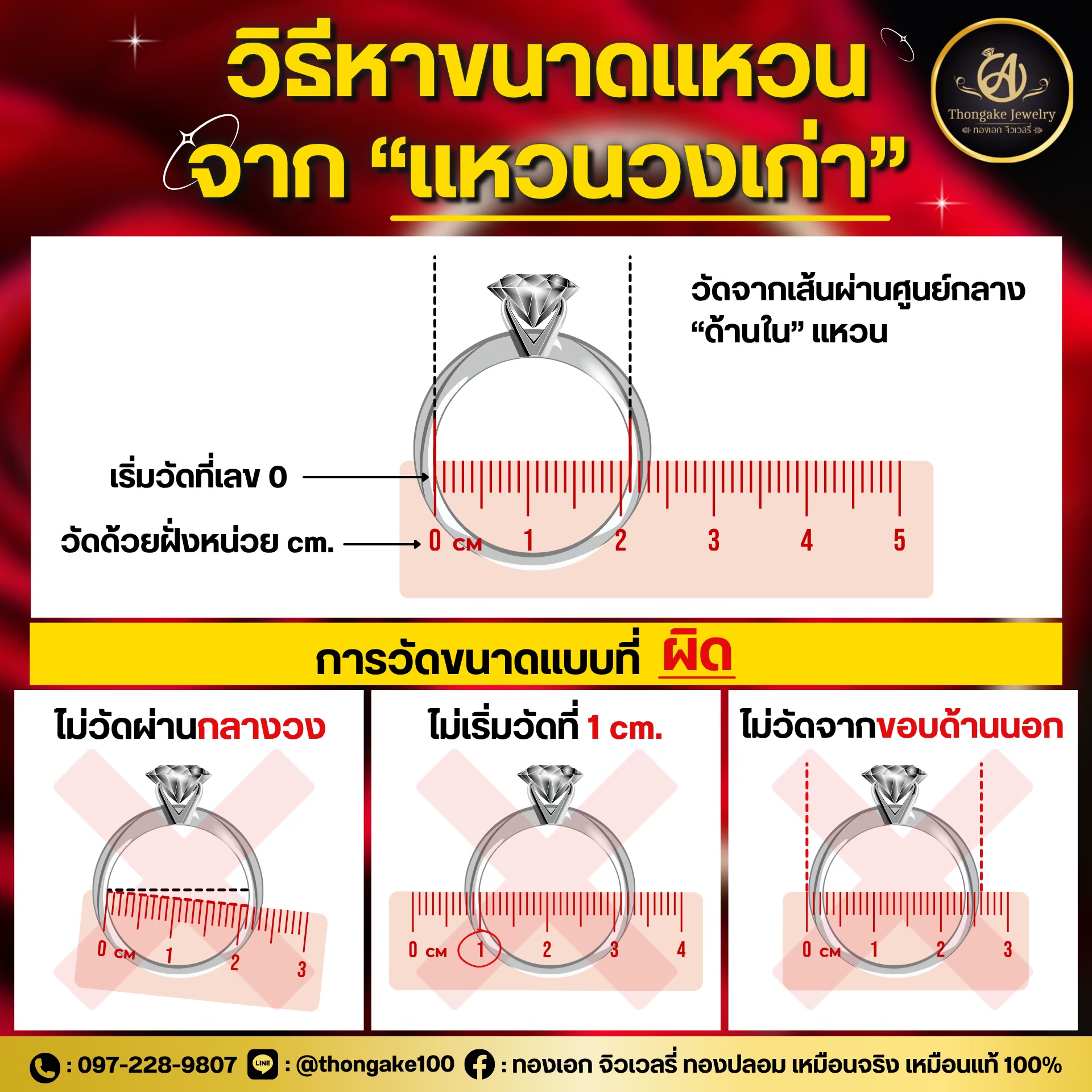 วิธีวัดขนาดแหวนสำหรับสั่งซื้อกับ ทองเอกจิวเวลรี่